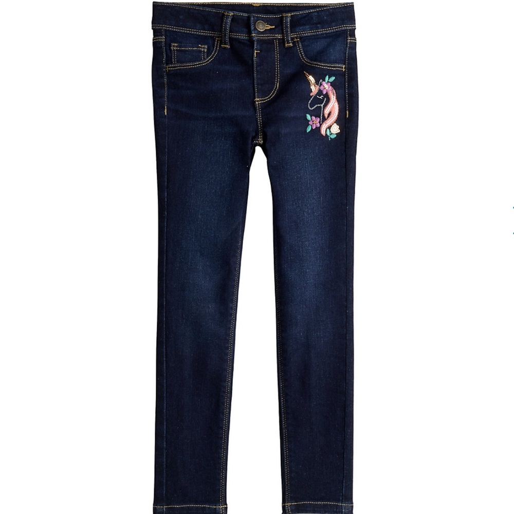Girls Jumping Beans Unicorn Embroidered Jeggings